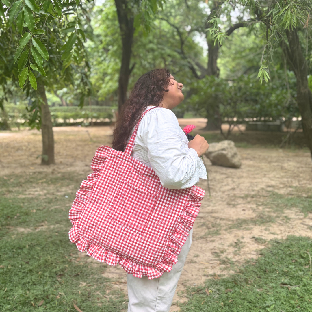 Ruby Ruffles | Gingham Tote