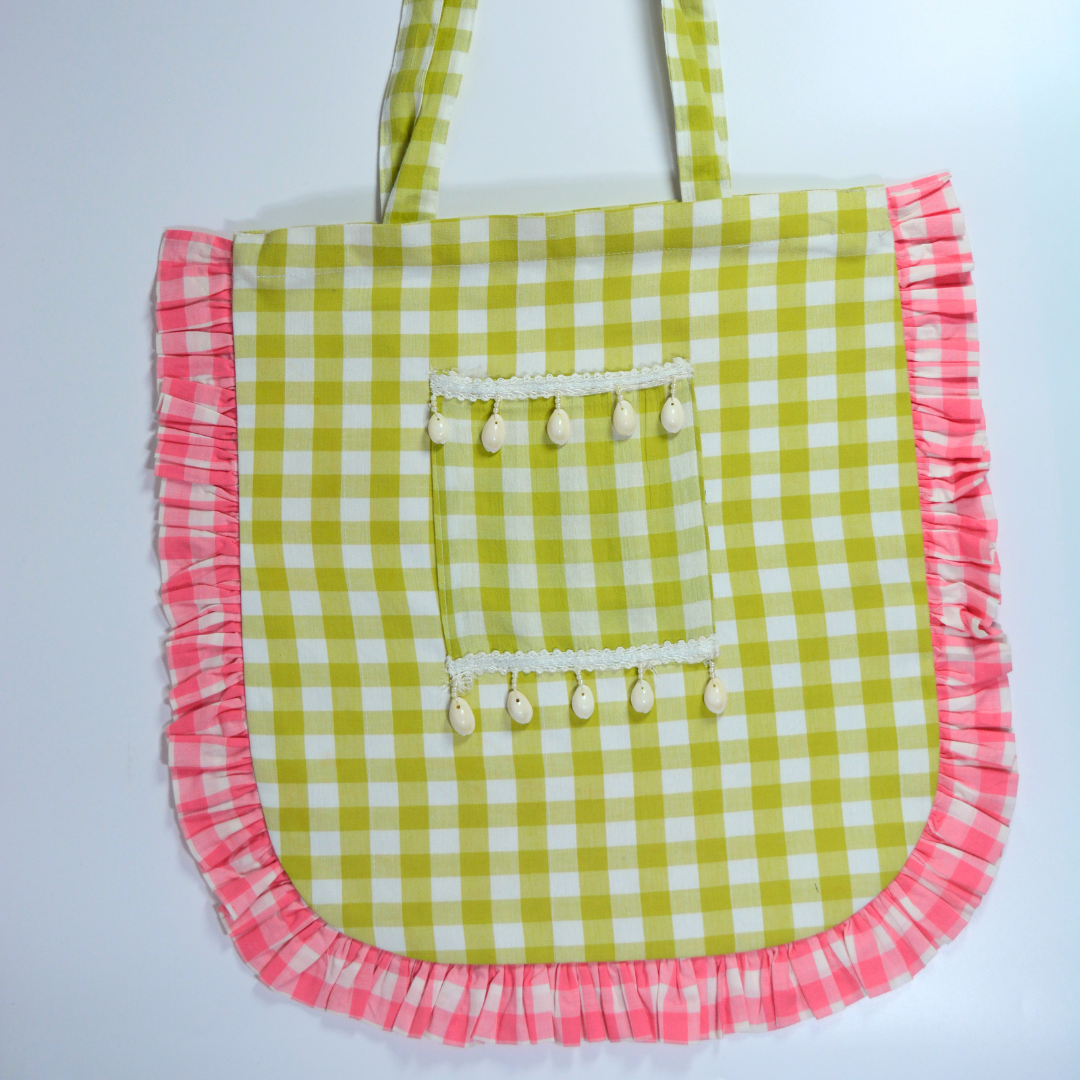 Flamingo Flirt | Gingham Tote