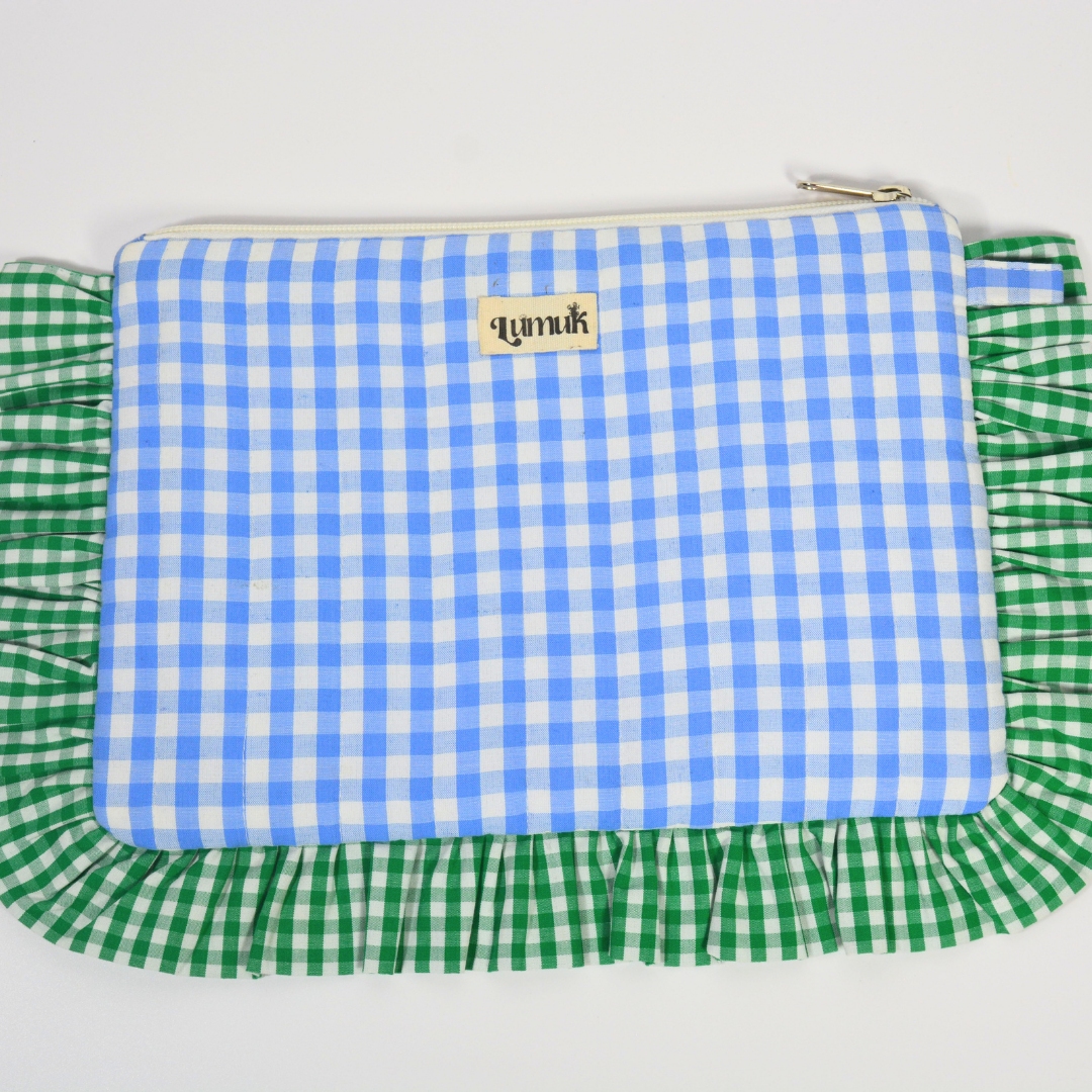 Ocean Eyes Pouches | Quilted Ruffle Pouch Set