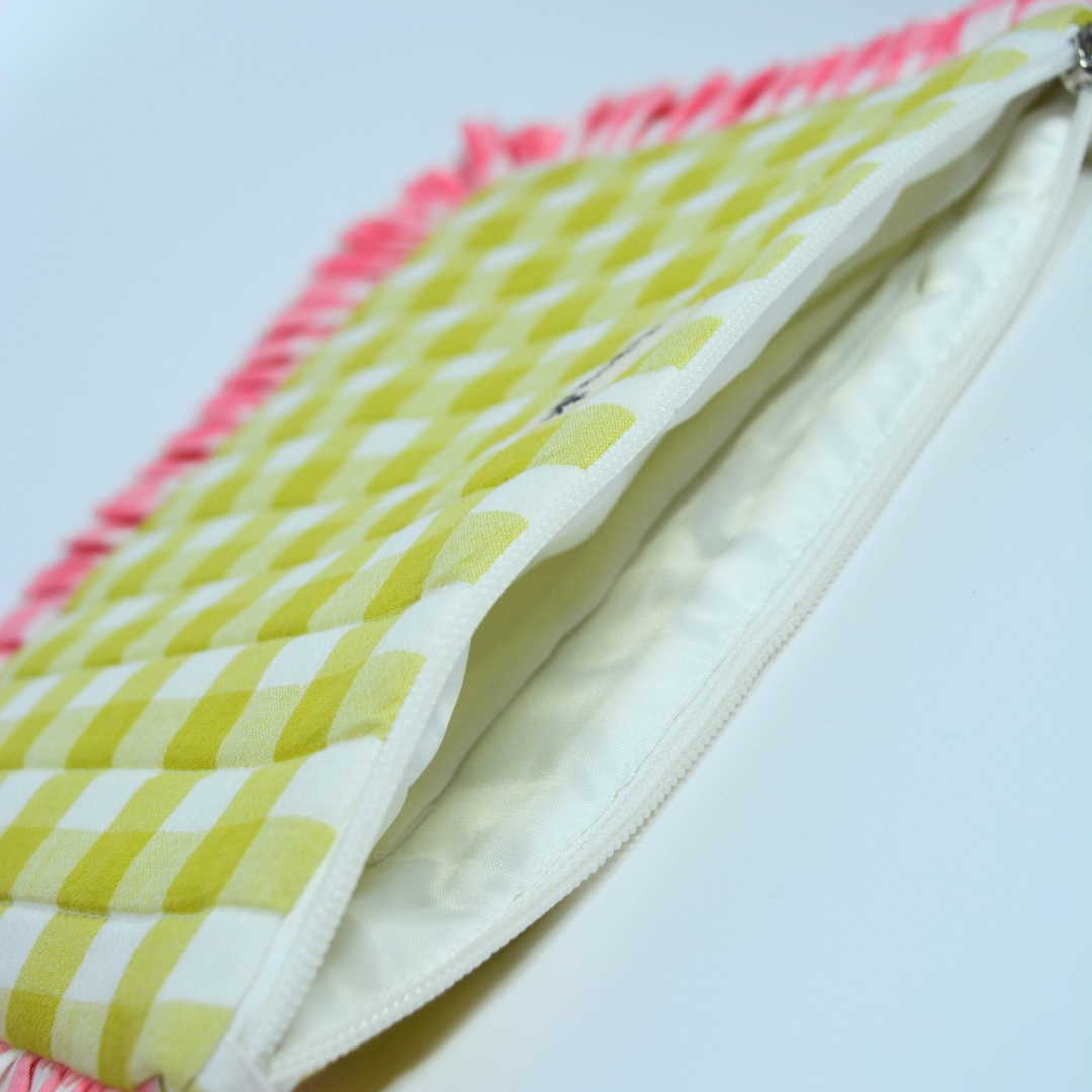 Flamingo Flirt Pouches | Quilted Ruffle Pouch Set