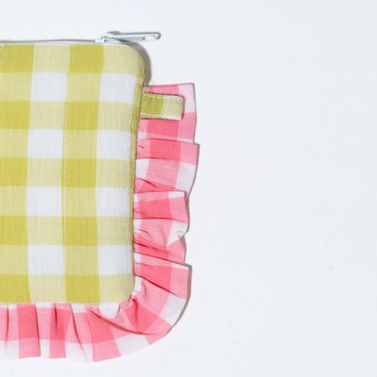 Flamingo Flirt Pouches | Quilted Ruffle Pouch Set