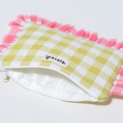 Flamingo Flirt Pouches | Quilted Ruffle Pouch Set