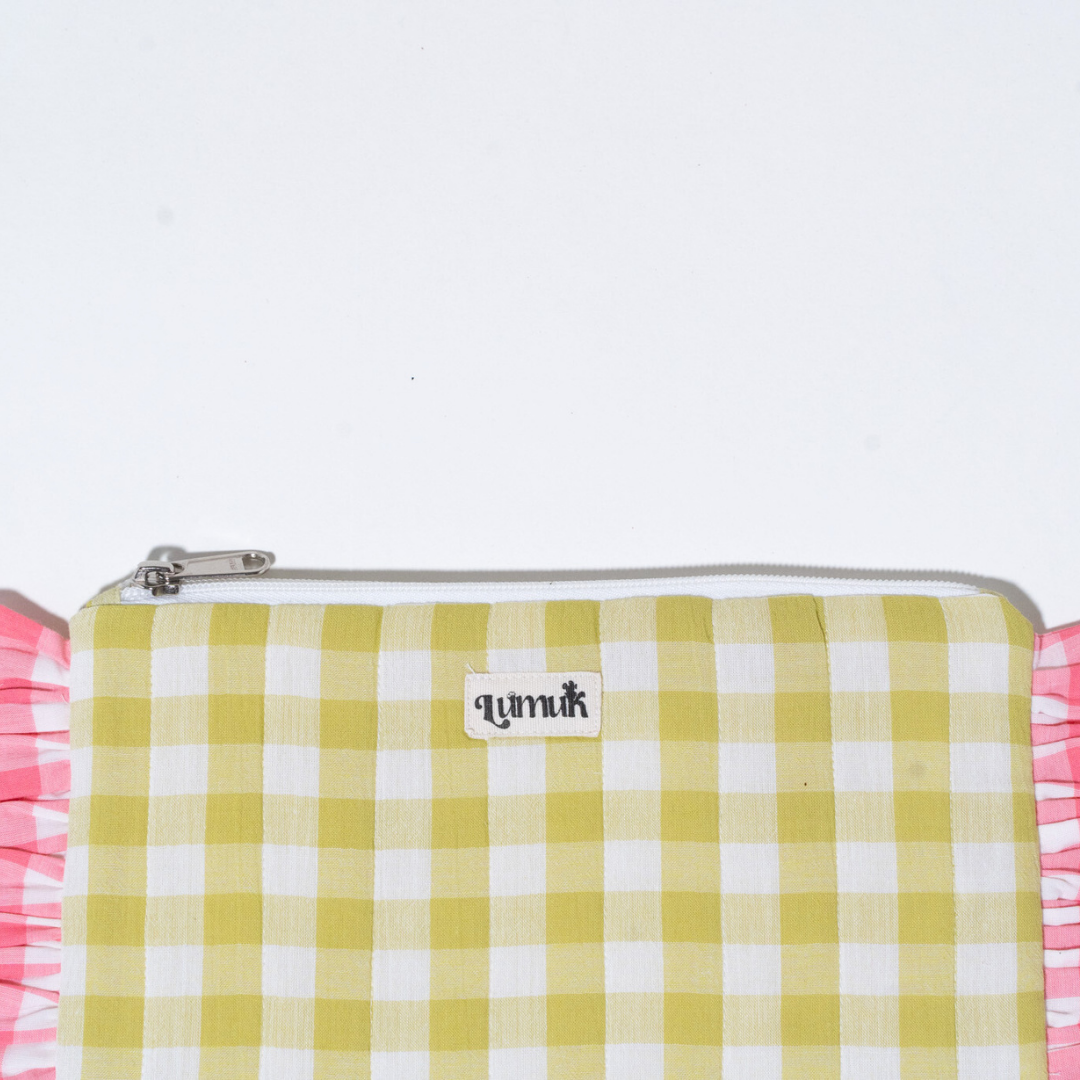 Flamingo Flirt Pouches | Quilted Ruffle Pouch Set