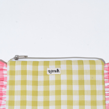 Flamingo Flirt Pouches | Quilted Ruffle Pouch Set