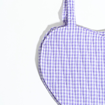 Gingham Grove | A small heart bag | Purple