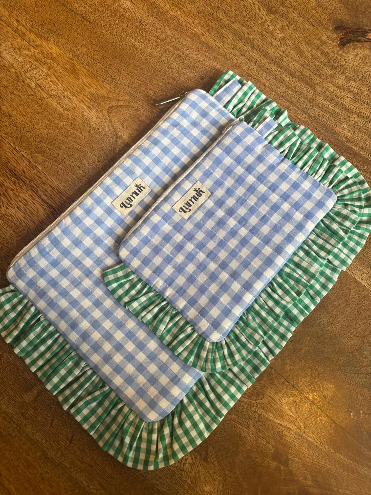 Ocean Eyes Pouches | Quilted Ruffle Pouch Set